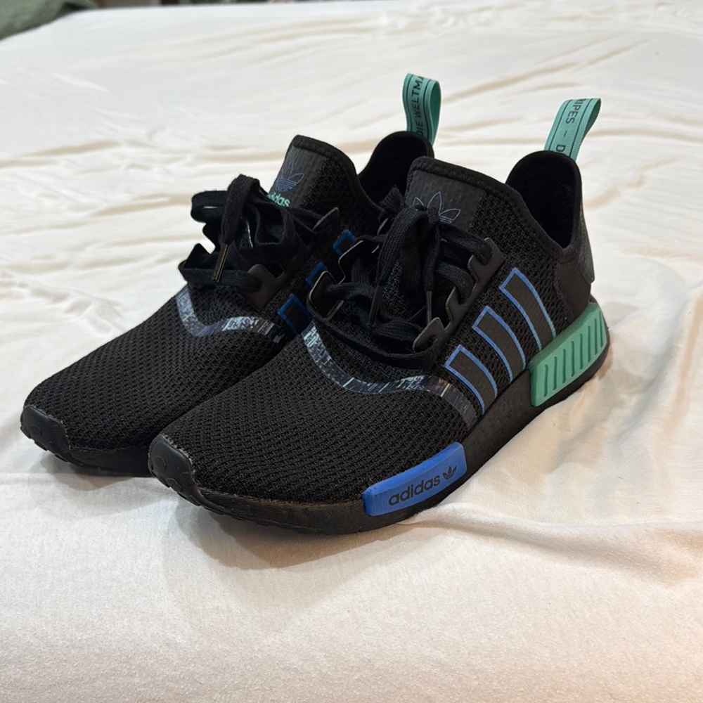 Adidas Men’s Black and Blue Sneakers